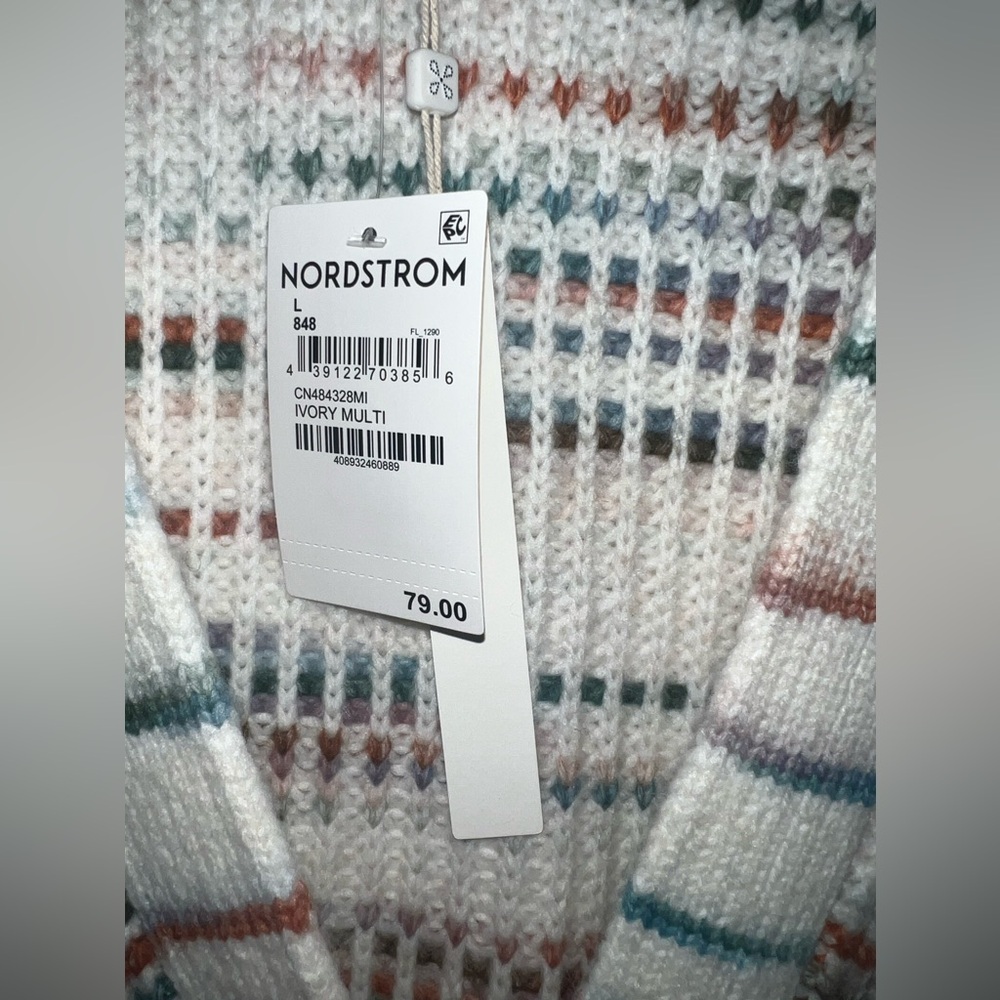 New With Tags C.A.S.L.O.N Space Dye V-Neck‎ Rib Cardigan Women’s Size Large - Picture 5 of 5
